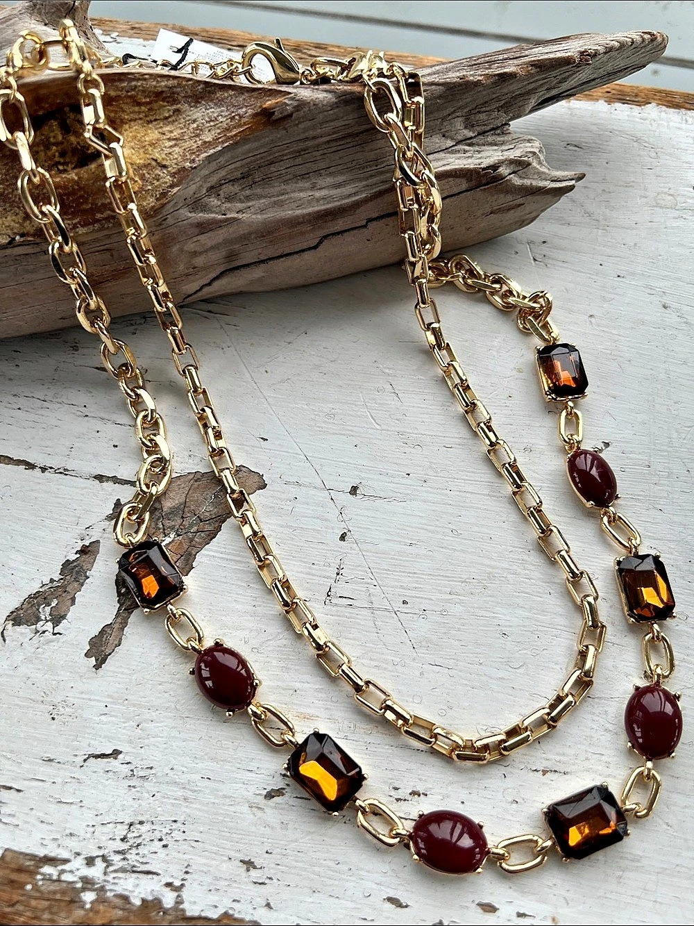 White House Black Market Pendant Double Chain Necklace